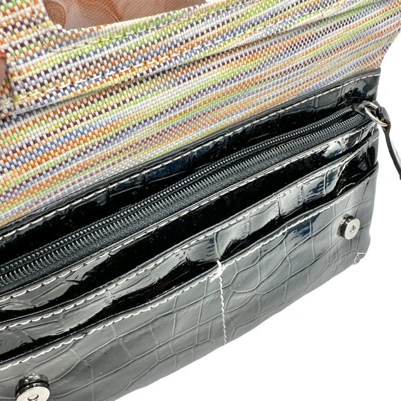 Rolfs Black Croc-Embossed Leather Wallet Clutch Card Holder Multiple Pockets - Picture 6 of 13